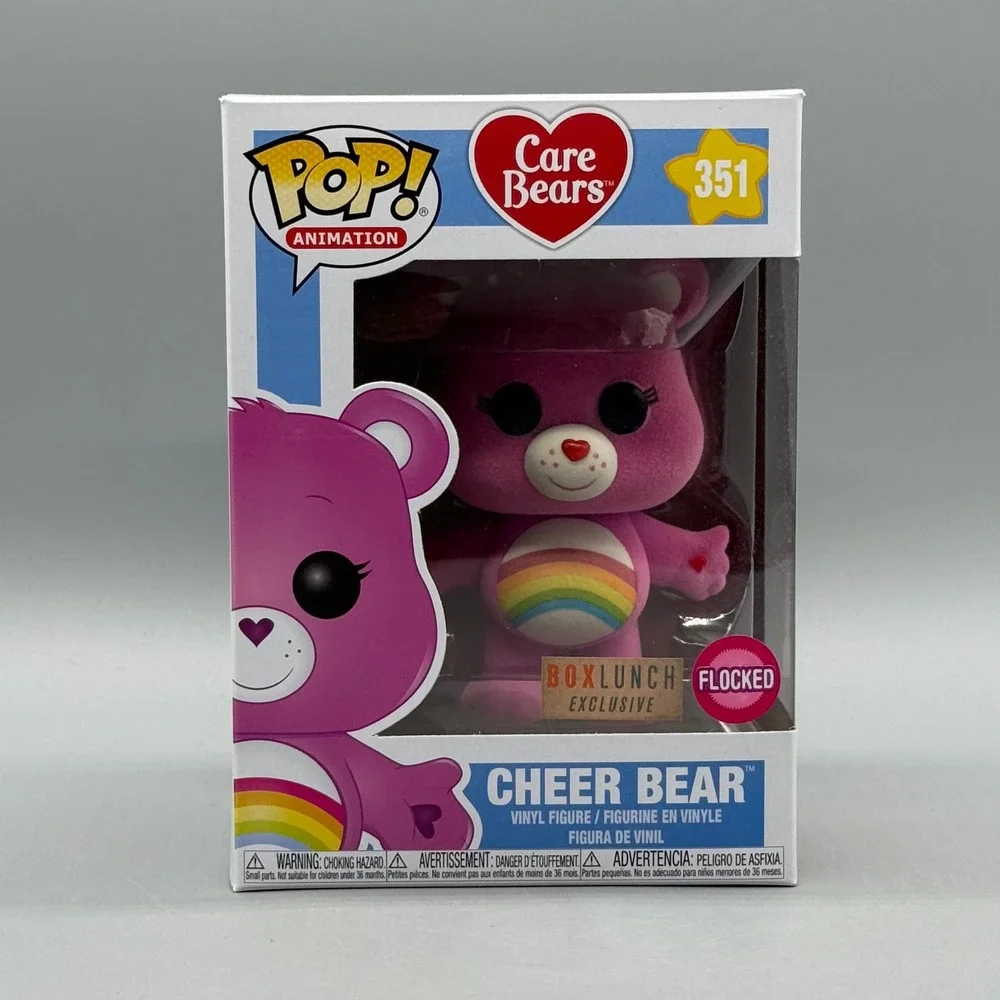 Funko Pop! #351 Cheer Bear Flocked Care Bears Boxlunch Exclusive New *Vaulted*